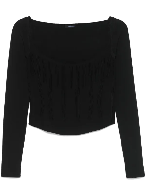 Mugler Boning-detail Sweater in Black