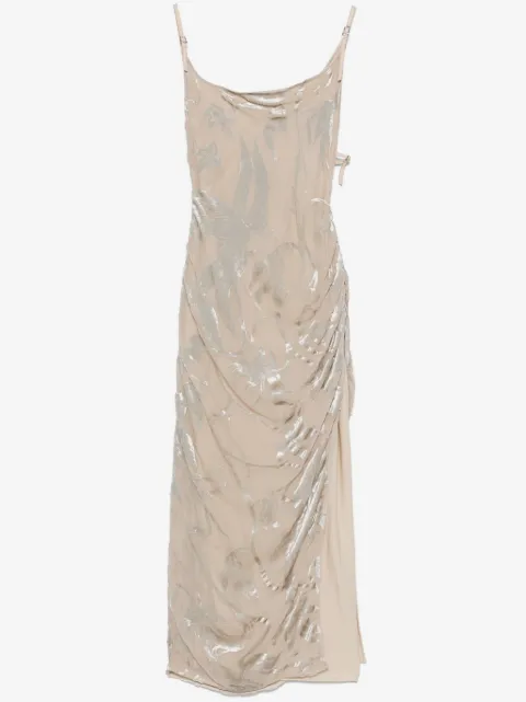 Mugler floral-velvet asymmetric  gown 