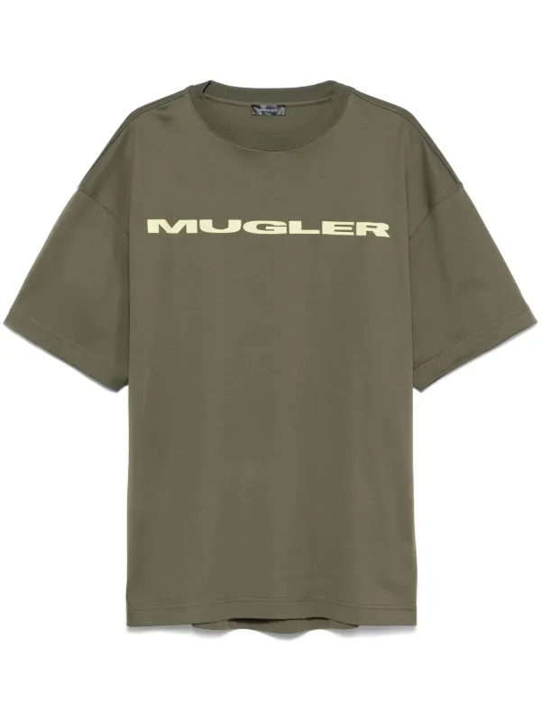 Mugler Logo-appliqué T-shirt in Green