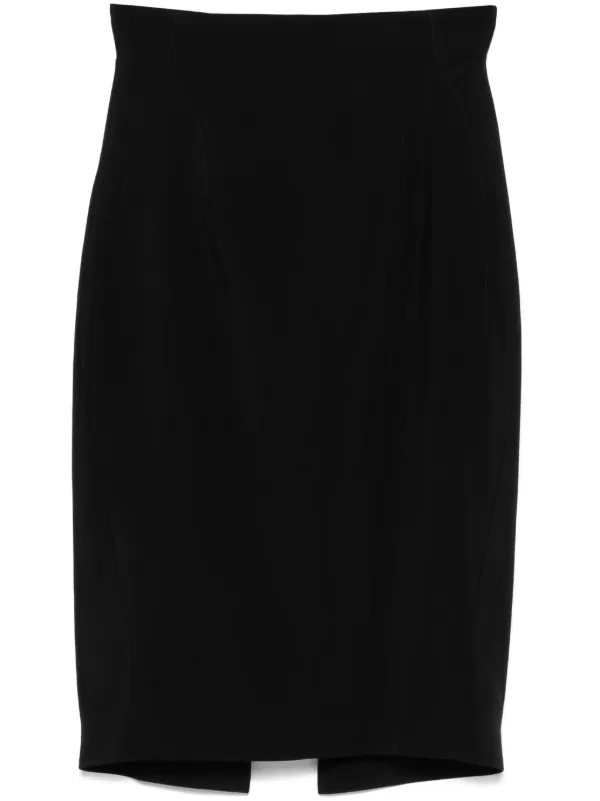 Mugler Cut-out Midi Skirt in Black