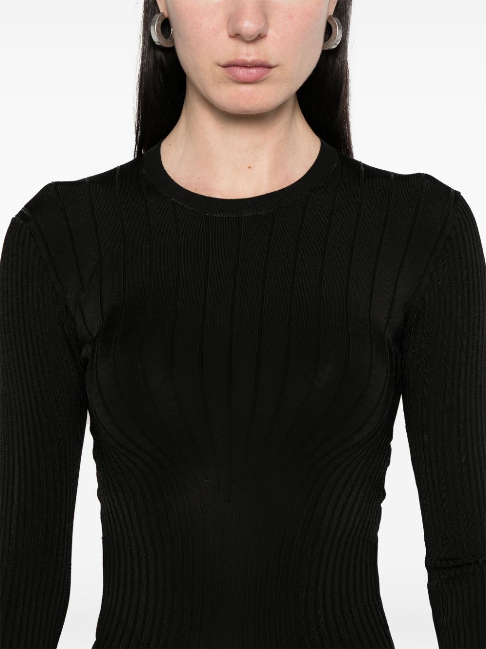 Shop Mugler Sculpting Knit Top In Black