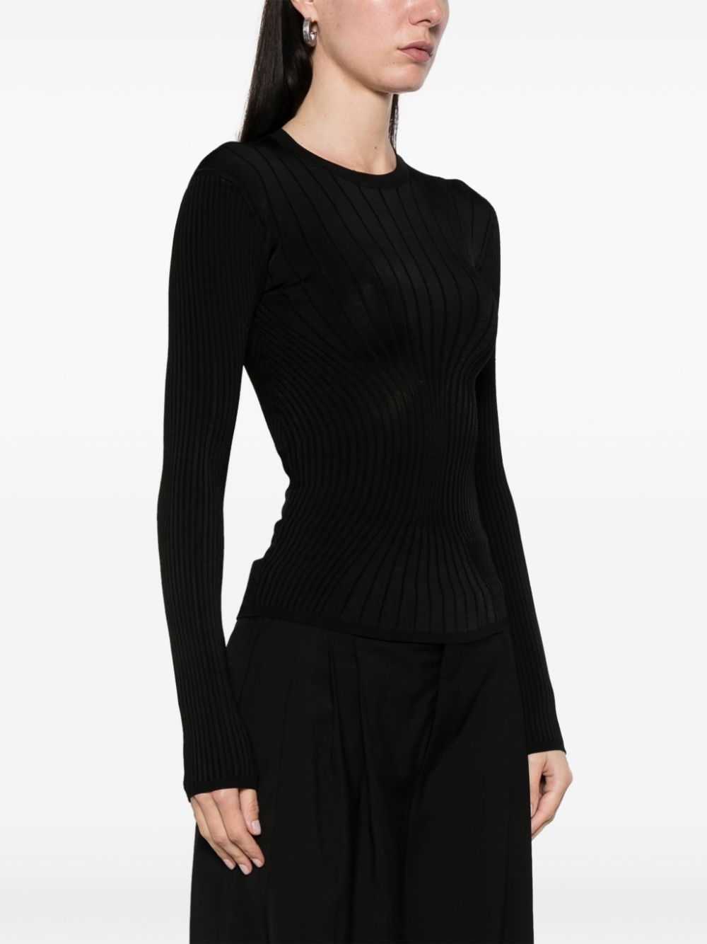 Shop Mugler Sculpting Knit Top In Black