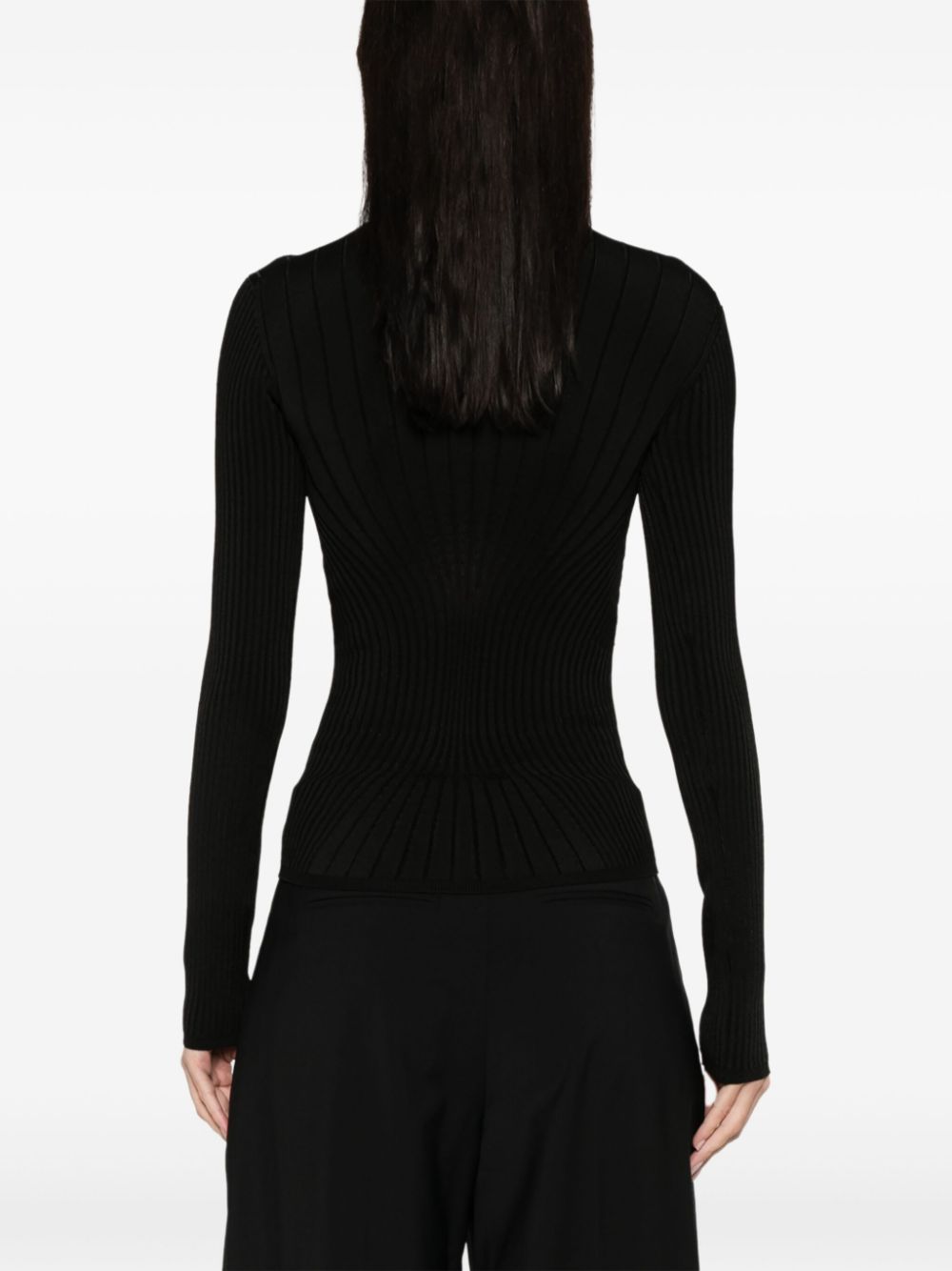 Shop Mugler Sculpting Knit Top In Black