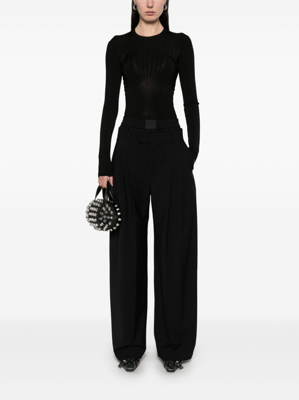 Mugler sculpting knit top - Zwart