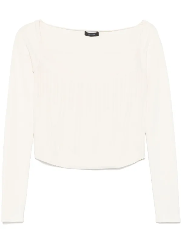 Mugler Boning-detail Sweater in Neutrals