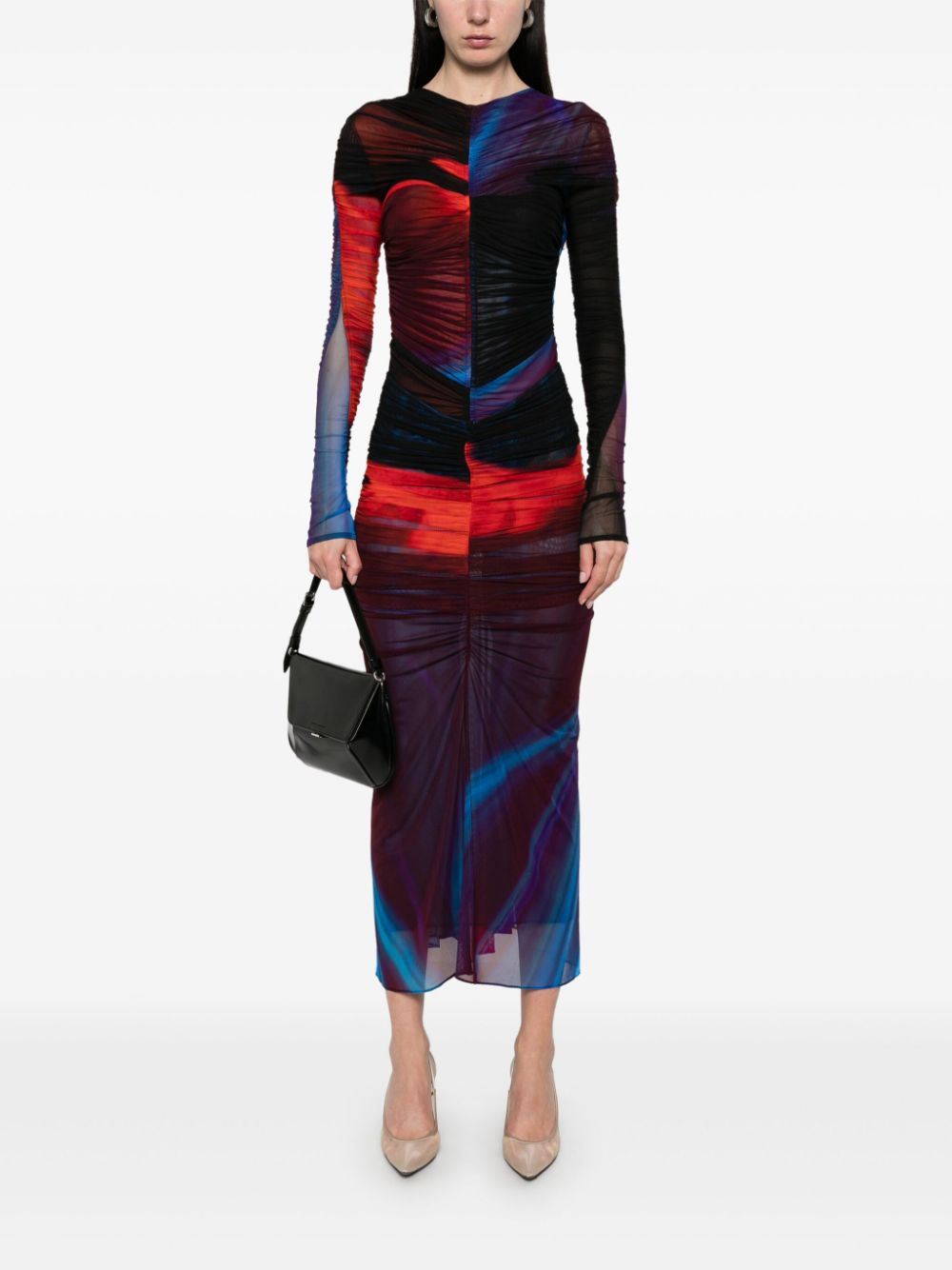 Mugler Midi-rok met ruches - Blauw