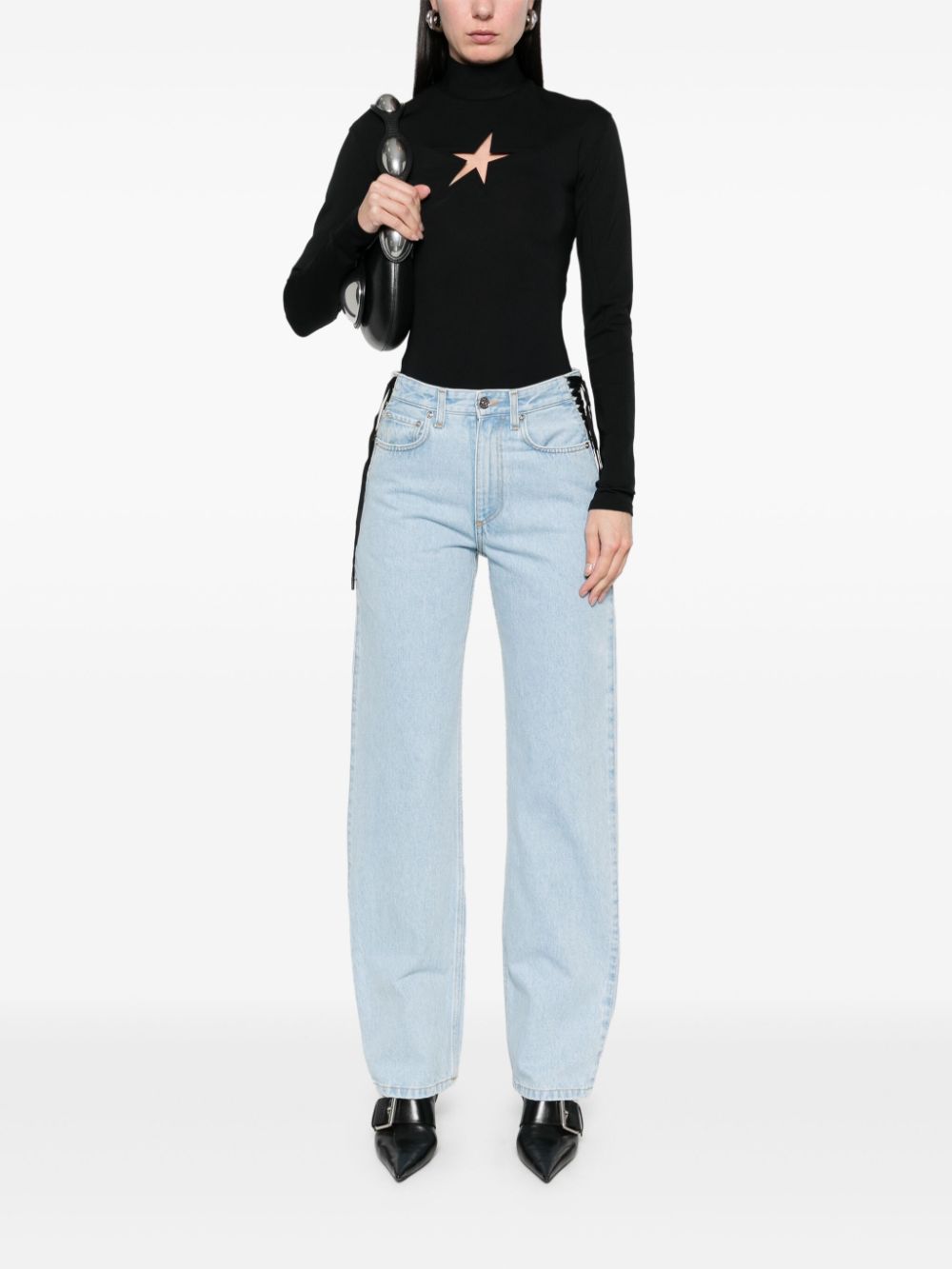 Mugler Straight jeans met veters - Blauw