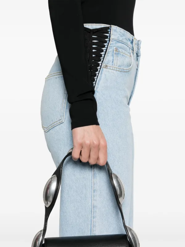 Mugler lace-up Straight Leg Jeans | Blue | FARFETCH RO