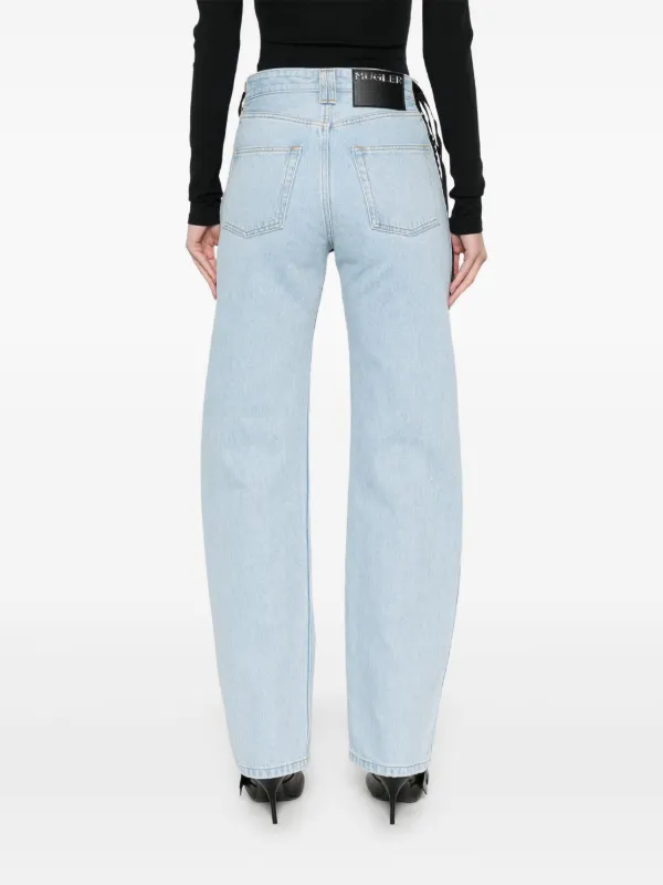 773/美、クレ Mugler lace-up Straight Leg Jeans | Blue | FARFETCH RO