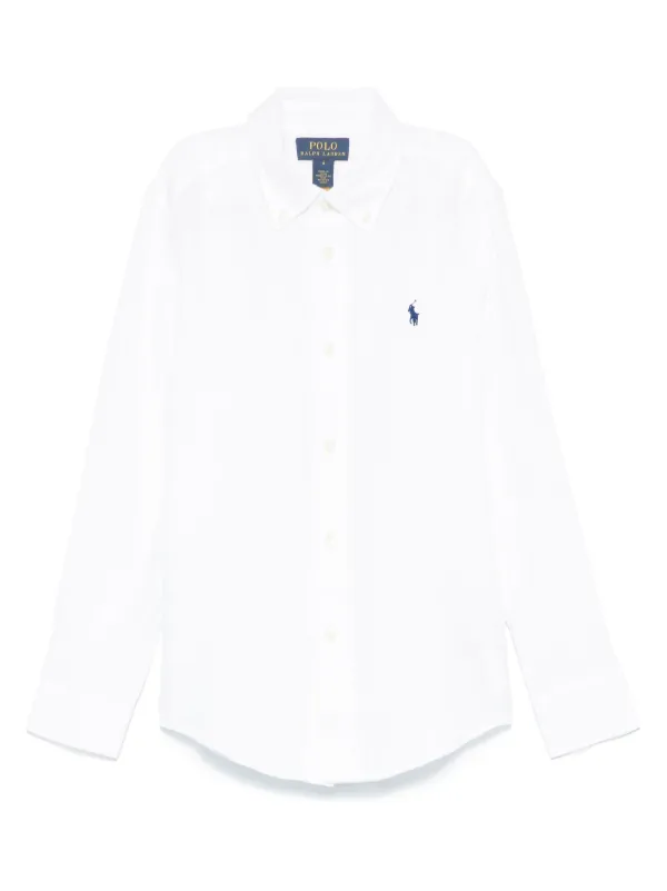 POLO RALPH LAUREN kidsロングシャツ POLO RALPH LAUREN KIDS Camisa De Linho Mangas Longas | Branco
