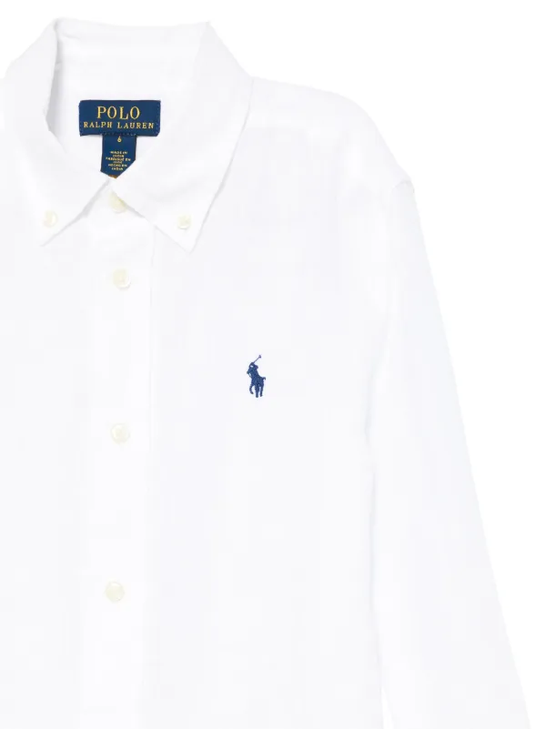 POLO RALPH LAUREN kidsロングシャツ POLO RALPH LAUREN KIDS Camisa De Linho Mangas Longas | Branco