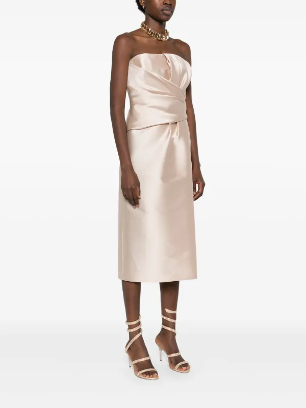 Alberta Ferretti Strapless Midi Dress Neutrals FARFETCH IN