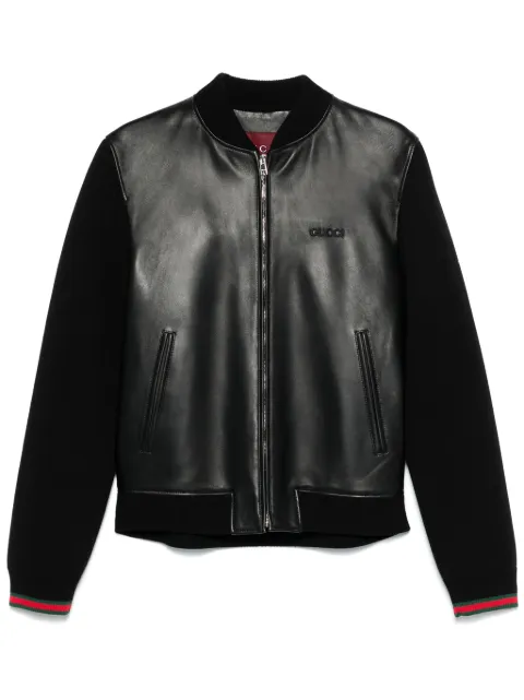 Gucci leather bomber jacket