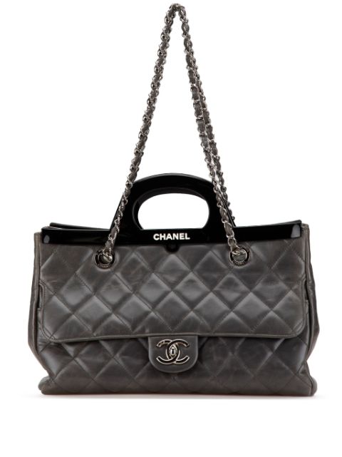 Cheap HOT SALE CHANEL 2015-2016 Small Glazed Calfskin CC Delivery Tote satchel Women