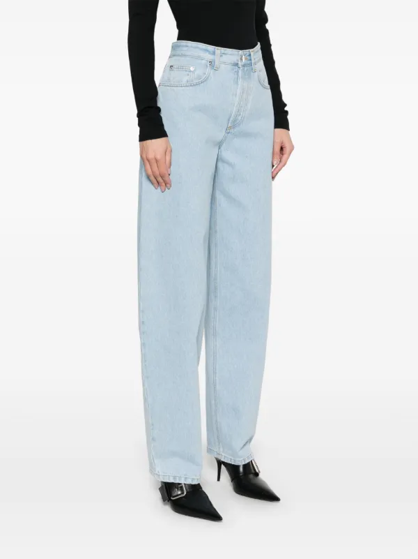 【関税込み】Mugler ブルー レースアップ ワイドレッグ ジーンズ Mugler レースアップ ワイドジーンズ | FARFETCH JP