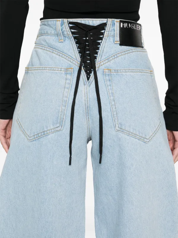 Mugler lace-up Wide Leg Jeans | FARFETCH