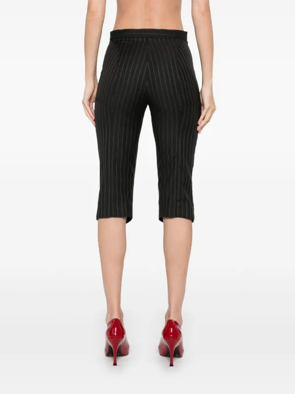 MUGLER クロップドパンツ Mugler ストライプ クロップドパンツ | ブラック | FARFETCH JP
