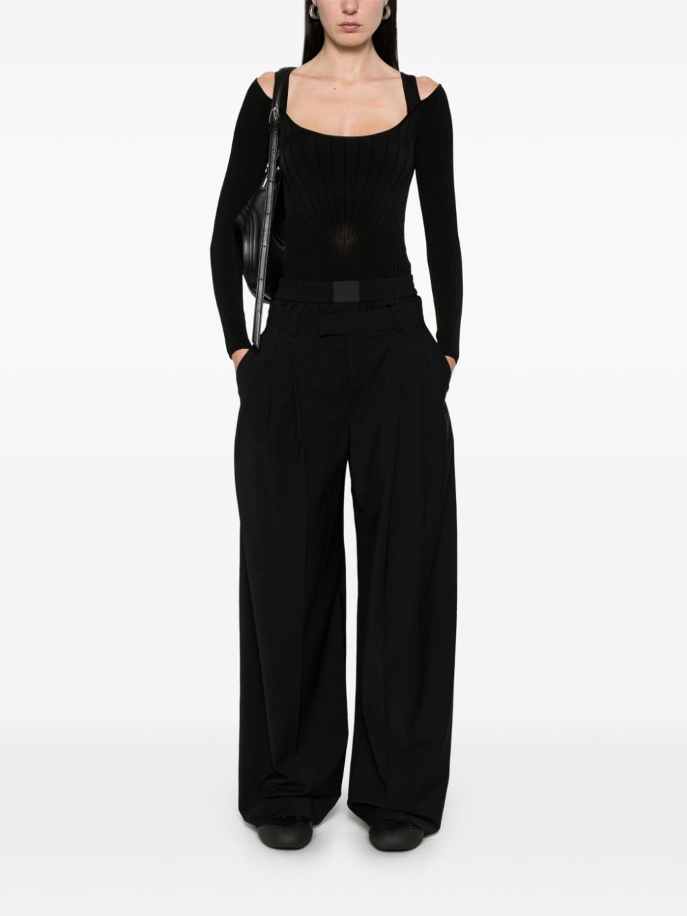 Mugler sculpting knit bodysuit - Zwart