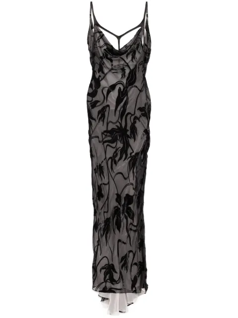 Mugler vestido largo con diseño afelpado