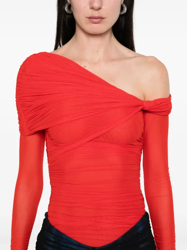 【関税込み】Mugler レッド＆ベージュ Rodeo ボディスーツ Muglerのレッド＆ベージュ Rodeo ボディスーツがセール中