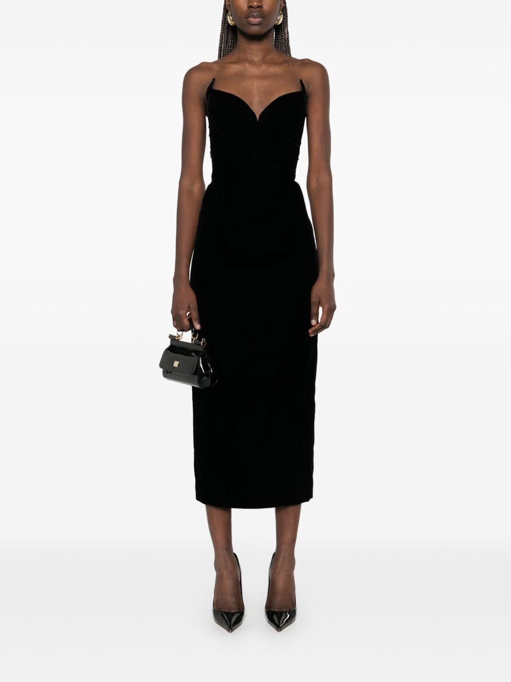 Mugler Fluwelen strapless maxi-jurk - Zwart