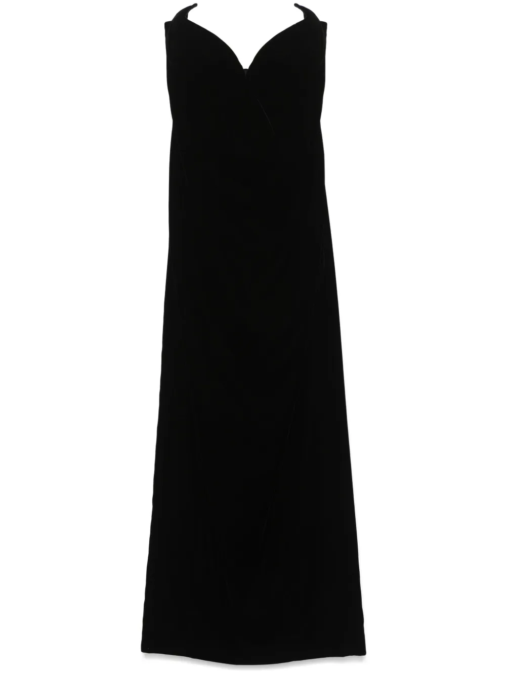 strapless velvet maxi dress