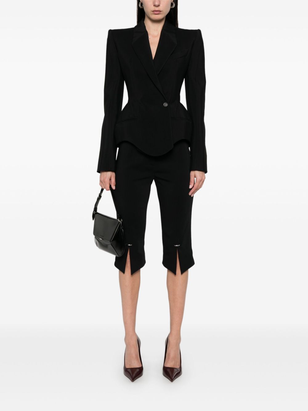 Mugler pierced cropped trousers - Zwart