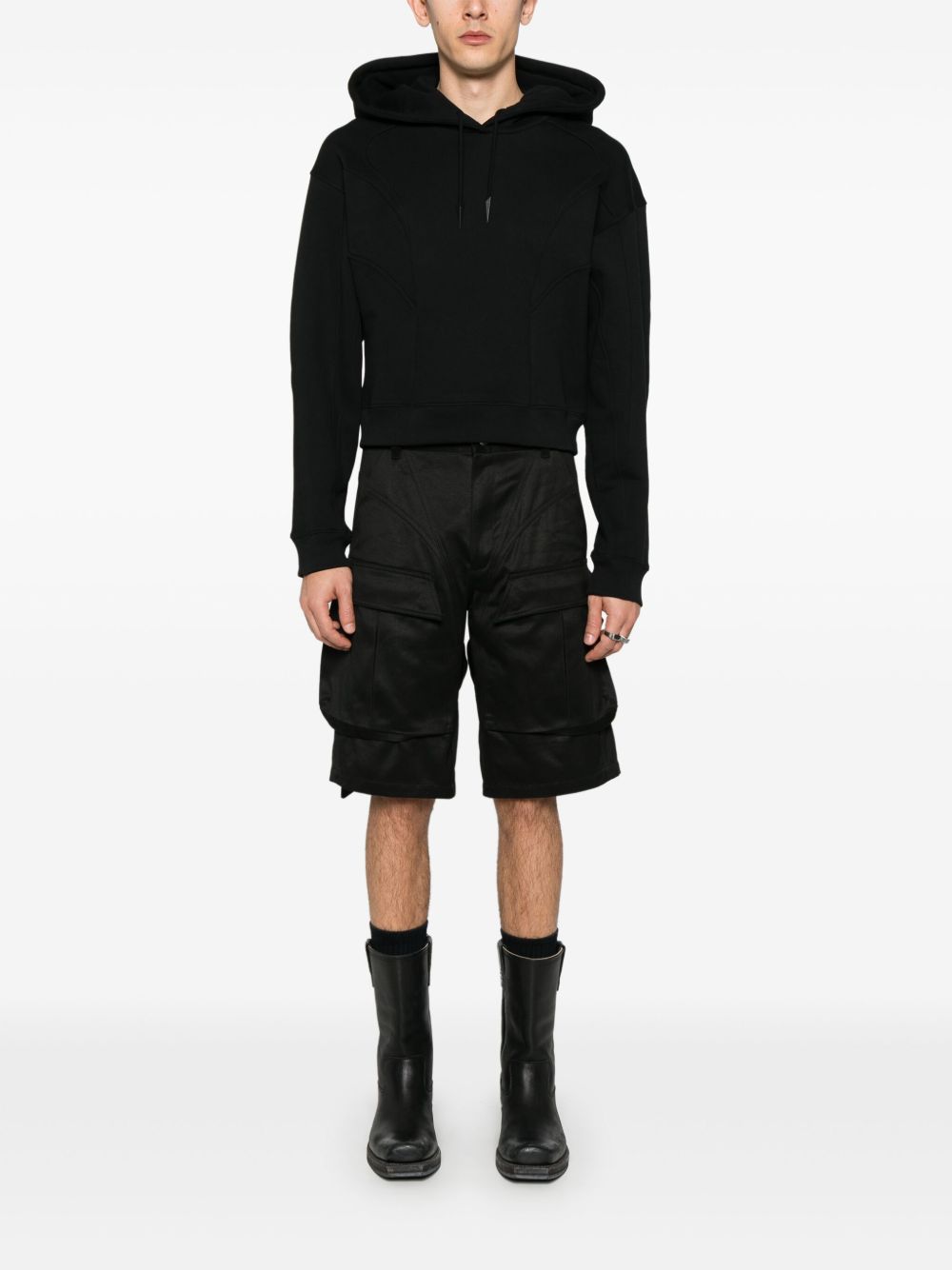 Mugler Cropped hoodie - Zwart