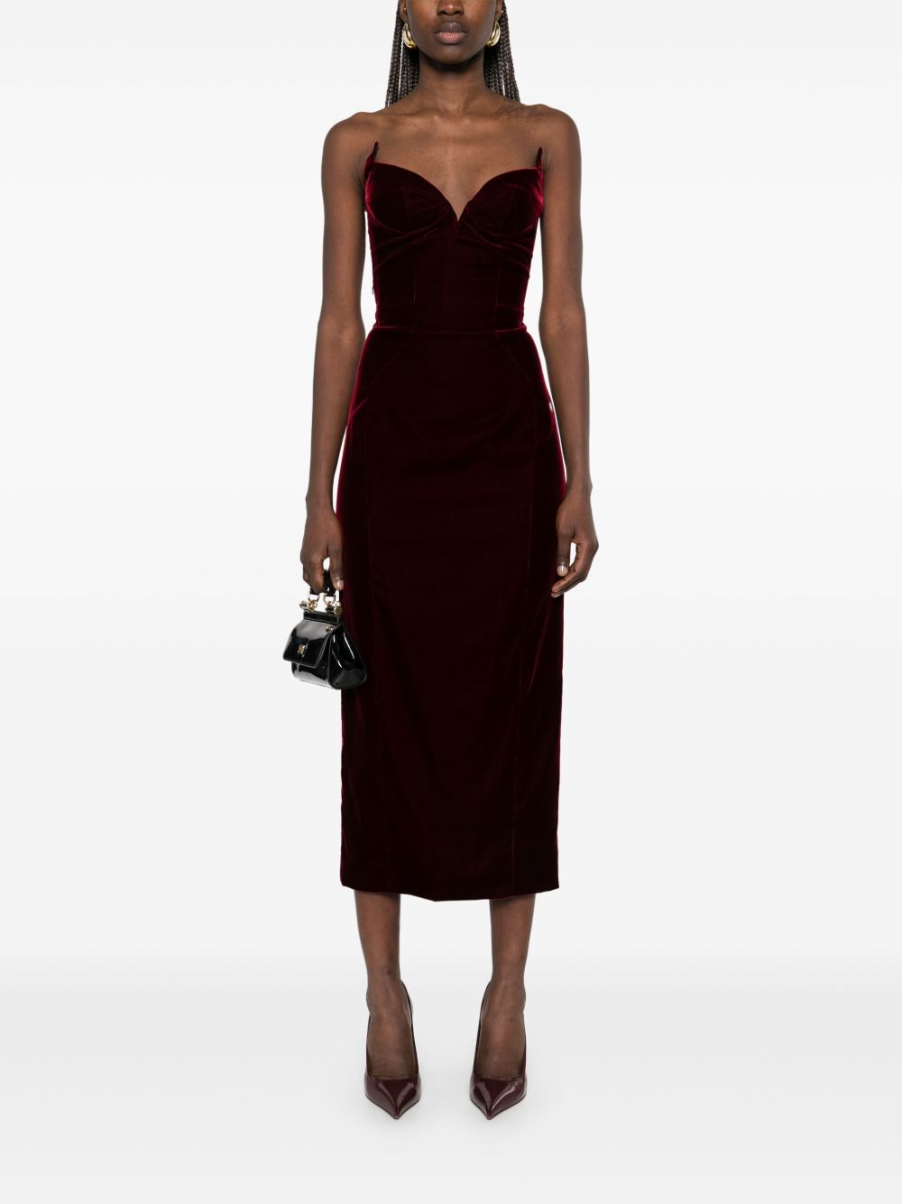 Mugler Fluwelen strapless maxi-jurk - Rood