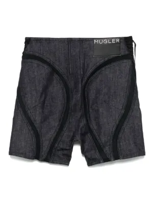 ショートパンツ MUGLER Women Shorts  Burmudas 23S1PA0387691 B1919 Black Lace-trimmed high-rise denim shorts in black - Mugler