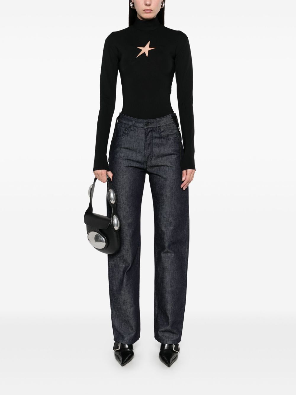 Mugler Top met ster - Zwart