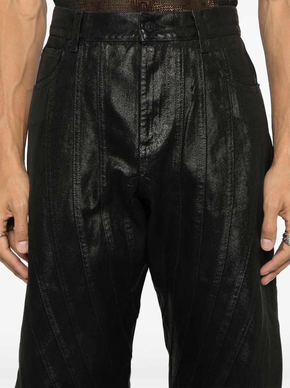 Mugler Gewaxte jeans Zwart