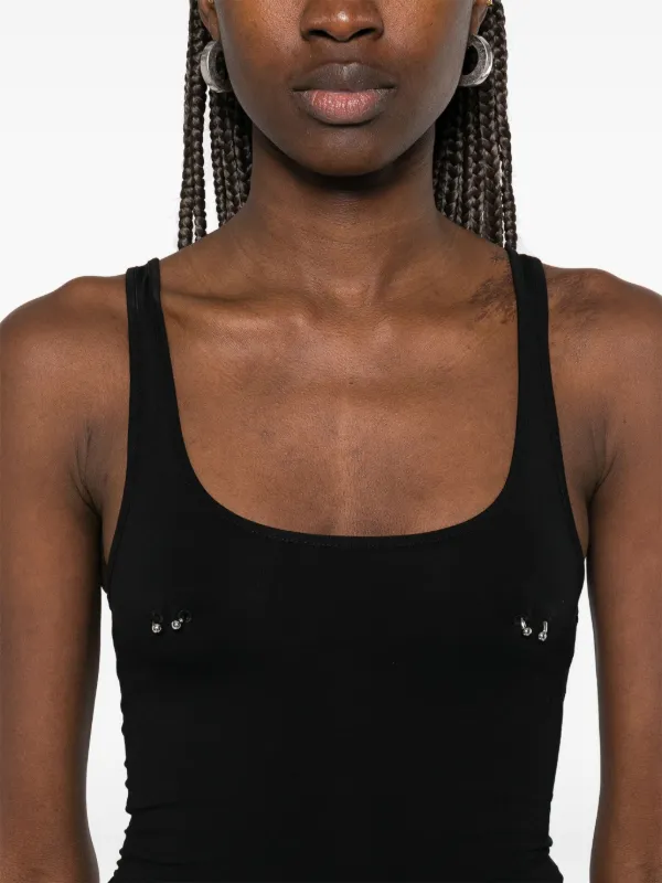 【関税込み】Mugler ブラック Pierced タンク ボディスーツ Mugler: ブラック Pierced タンク ボディスーツ | SSENSE 日本