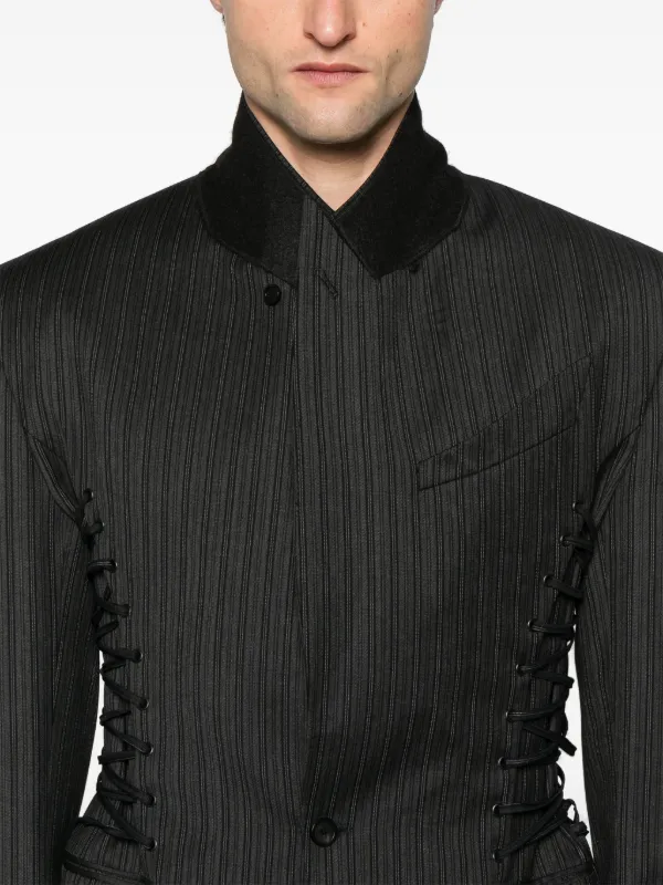Mugler ピンストライプ レースアップ ジャケット | グレー