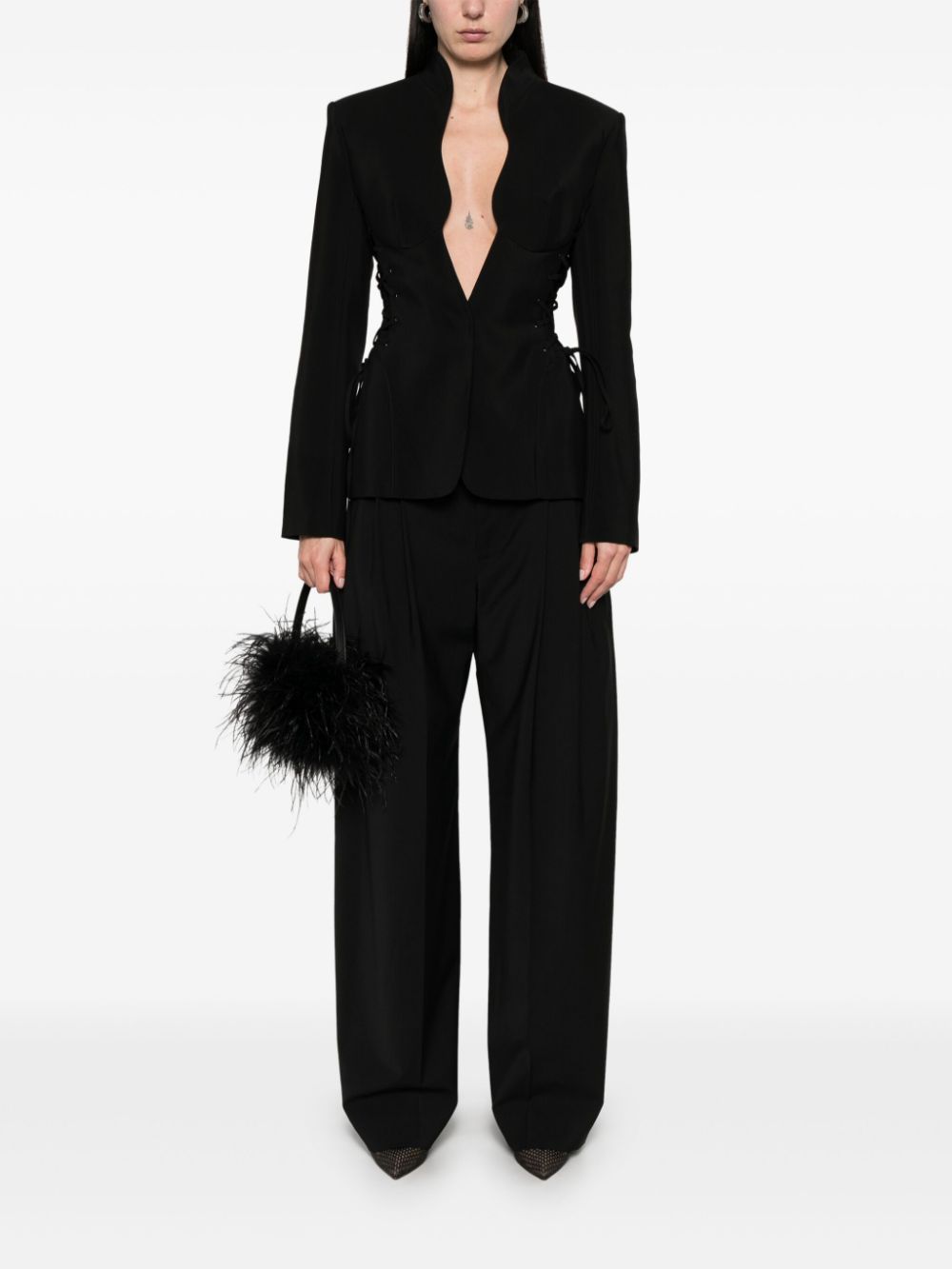 Mugler sculptural laced jacket - Zwart