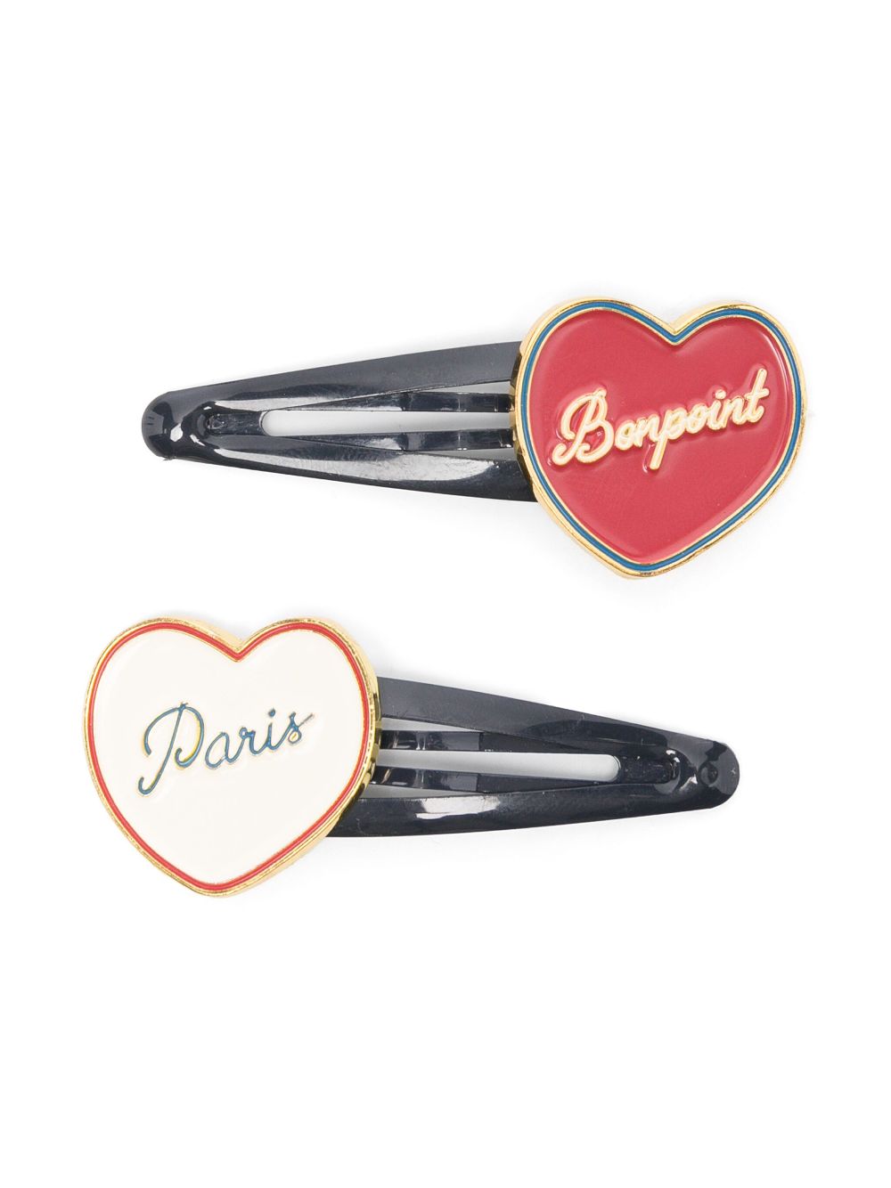 Bonpoint heart-shape hair clips (set of two) - Red