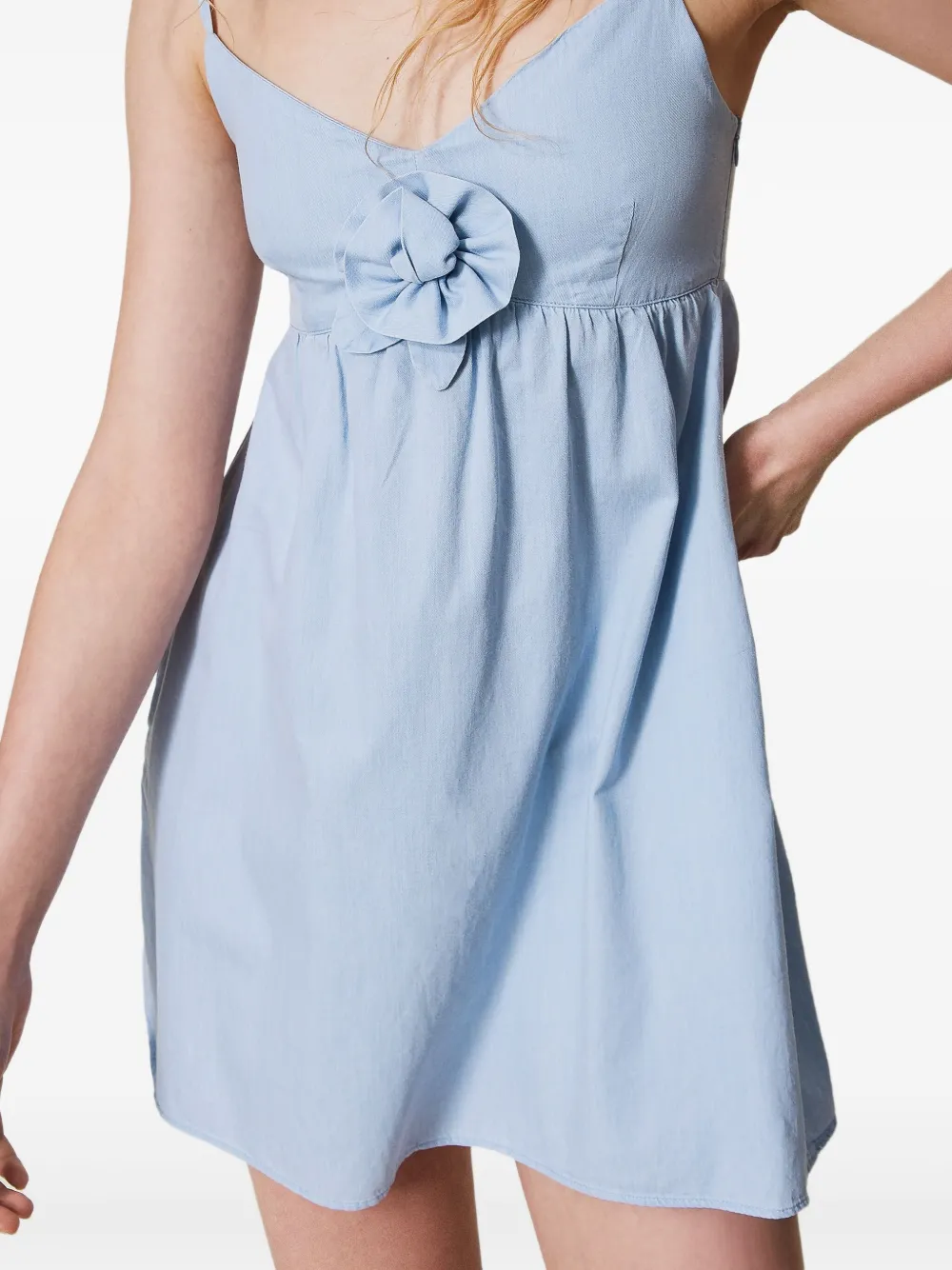 Shop Twinset Floral-appliqué Sundress In Blue