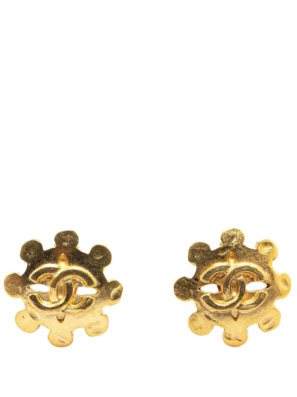 1994 Gold Plated CC Flower Clip On costume earrings