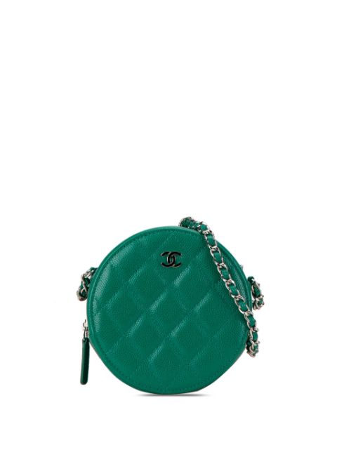 HOT SALE CHANEL 2020 Quilted Caviar Round Clutch With Chain crossbody bag Women