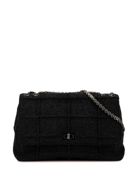 CHANEL 1997-1999 Jumbo Chocolate Bar Wool Identification Mademoiselle Flap shoulder bag Women