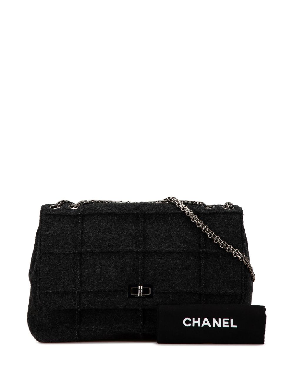 CHANEL 1997-1999 Jumbo Chocolate Bar Wool Identification Mademoiselle Flap shoulder bag Women