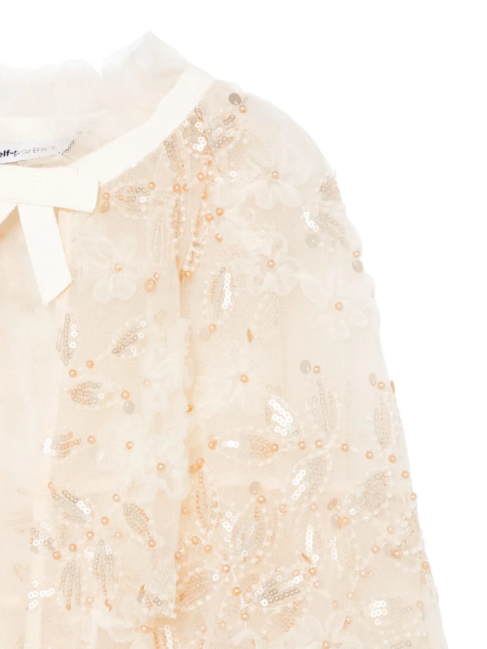 Self-Portrait Kids Tulen cape met pailletten Beige