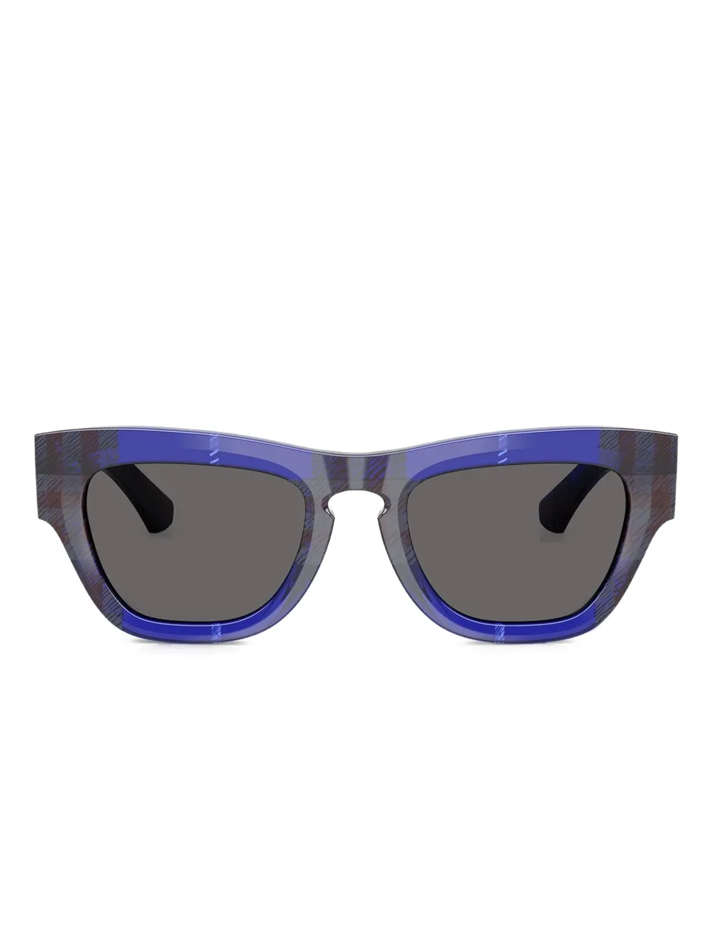 Burberry Eyewear Check-pattern Square-frame Sunglasses In Blue