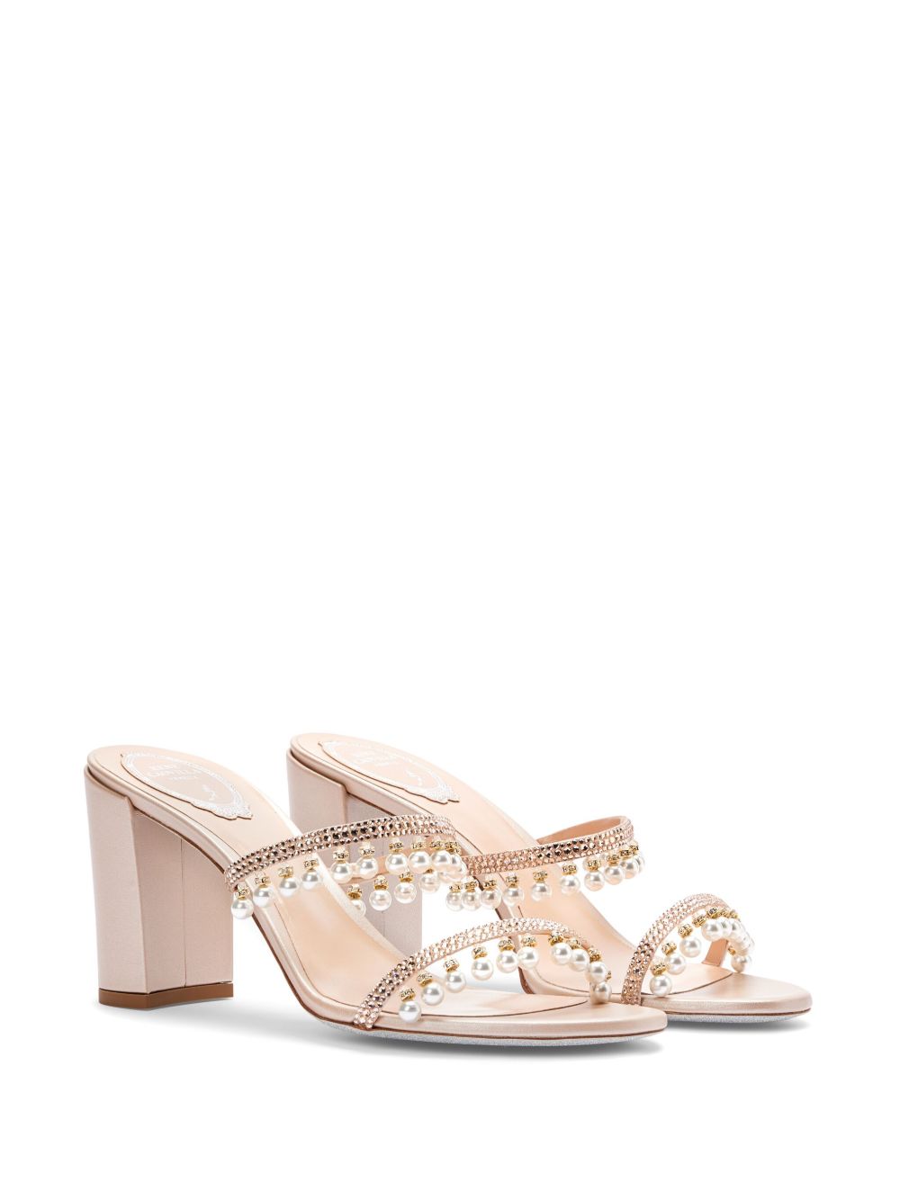 René Caovilla 90mm Chandelier mules - Beige