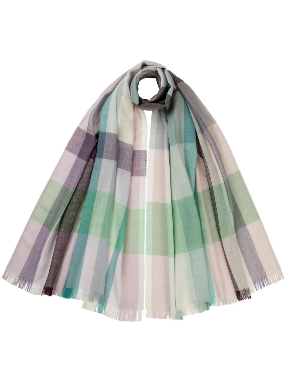 Johnstons Of Elgin Checked Scarf In Neutrals