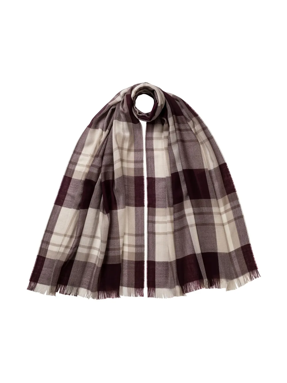 Johnstons Of Elgin Checked Scarf In Brown