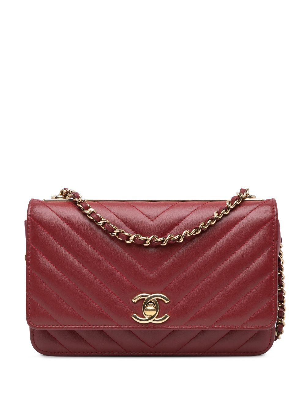 Affordable HOT SALE CHANEL 2018 Chevron Quilted Lambskin Trendy CC Chain Wallet on Chain crossbody bag Women