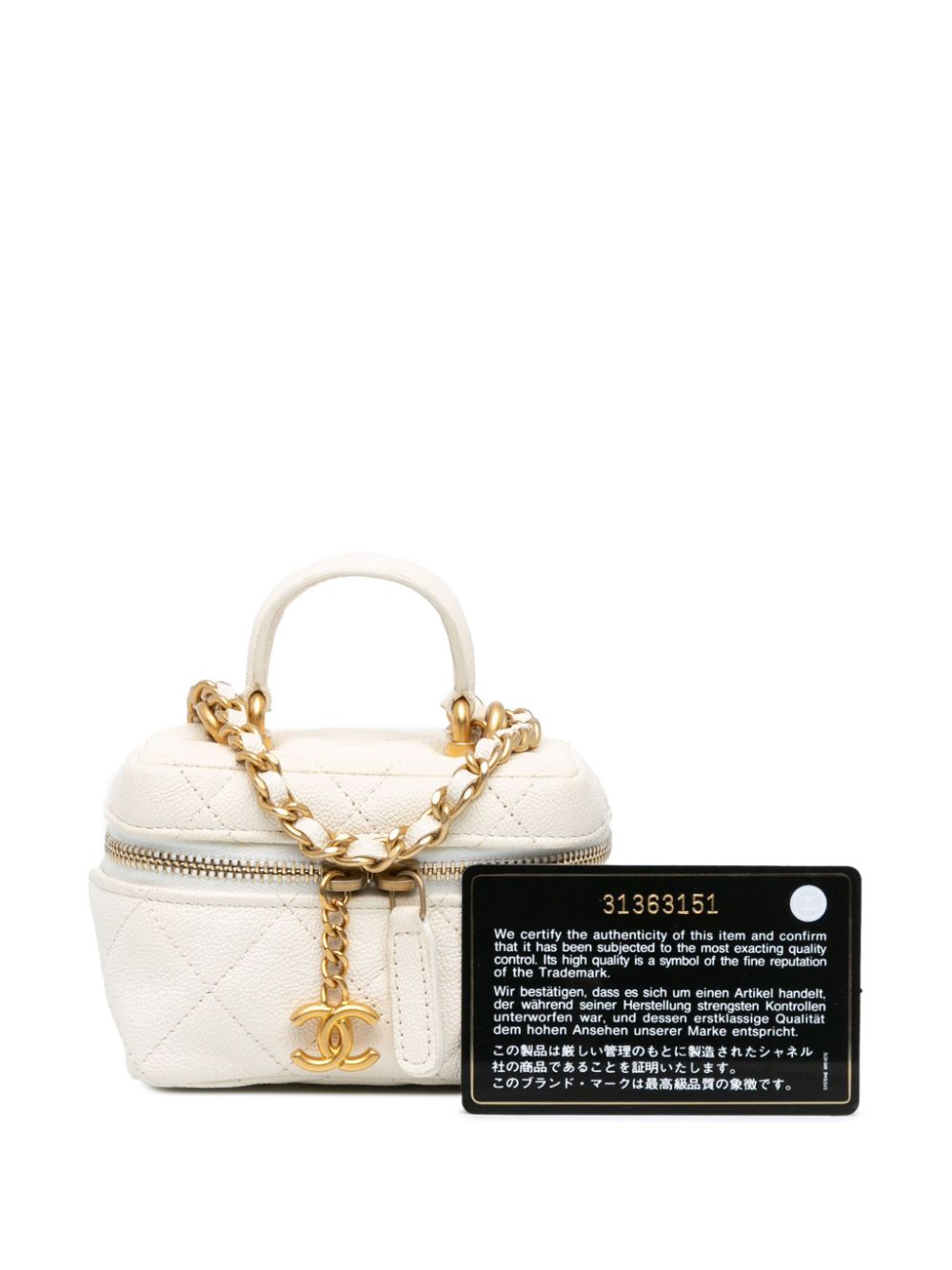 CHANEL 2021 Mini Caviar Chain Zip Around Vanity Case satchel Women