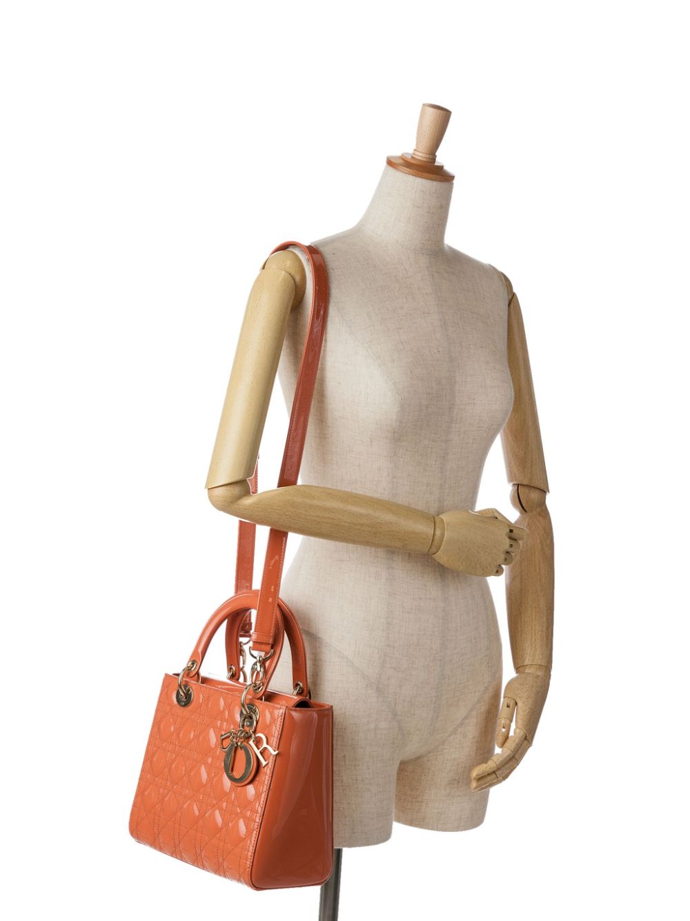 Christian Dior Pre-Owned 2019 medium Cannage Lady Dior lakleren boekentas - Oranje