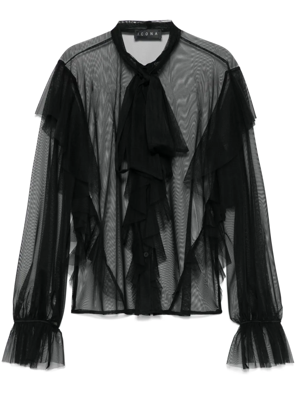 Kaos Blouse met ruches Zwart